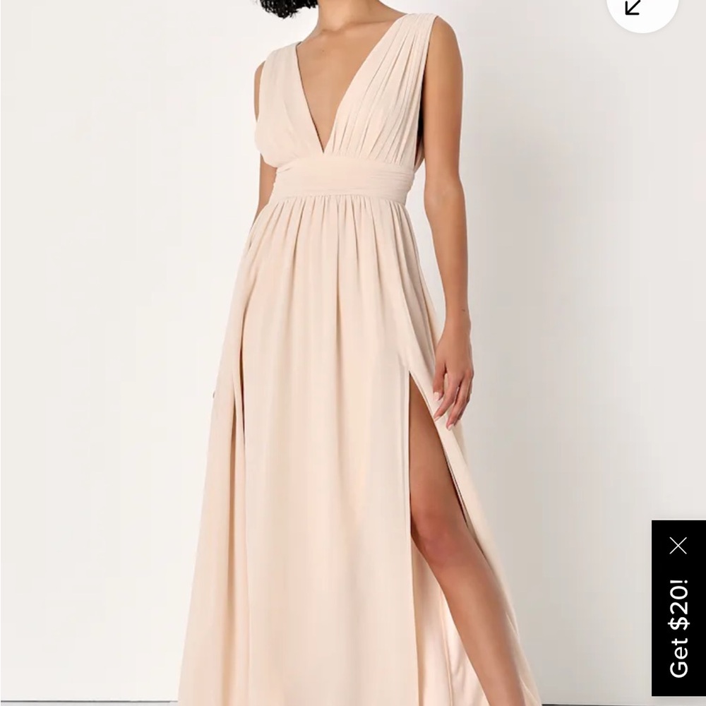 Lulu's Cream Maxi Dress with Slit